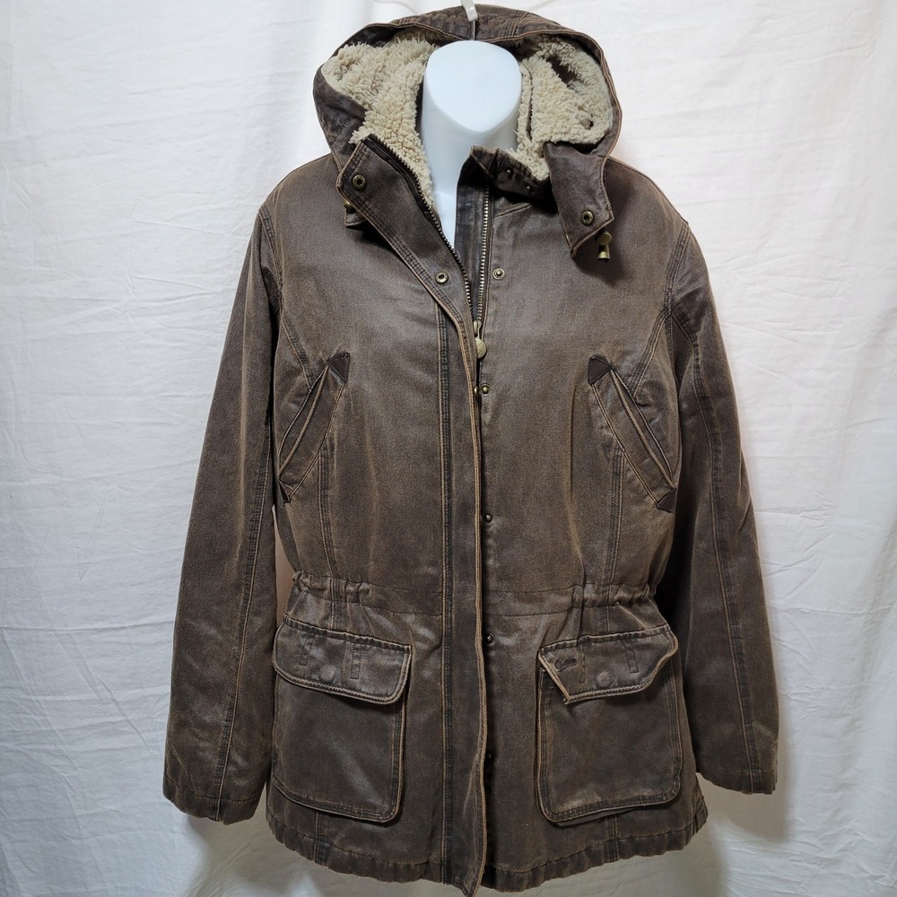 Outback Trading Ladies Woodbury Brown Jacket Conceal Carry Sz XL Sherpa Lined